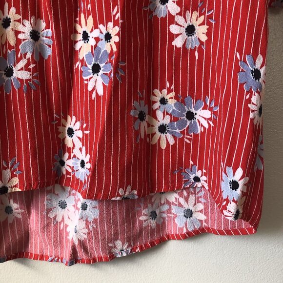 Madewell Top Womens XS Floral Stripe Cropped Boxy Oversized Keyhole Back Boho - Picture 3 of 10